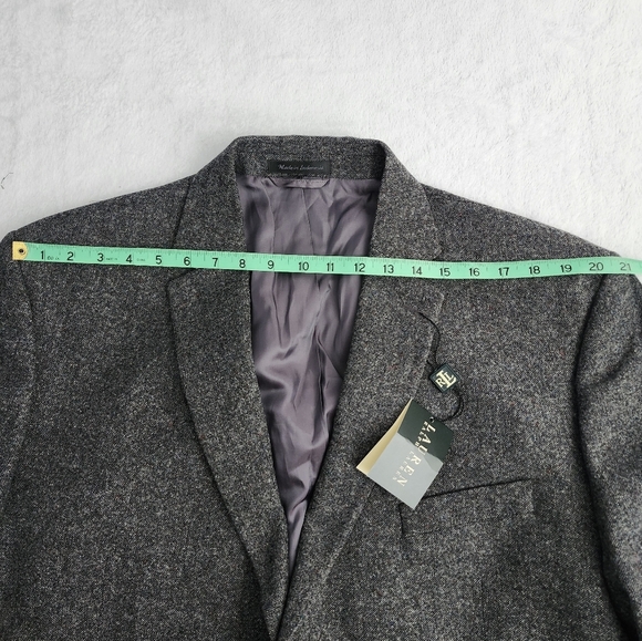 LAUREN RALPH LAUREN Men's 100% Grey Wool Sport Coat Blazer Elbow Patches 50R NWT - Picture 10 of 13